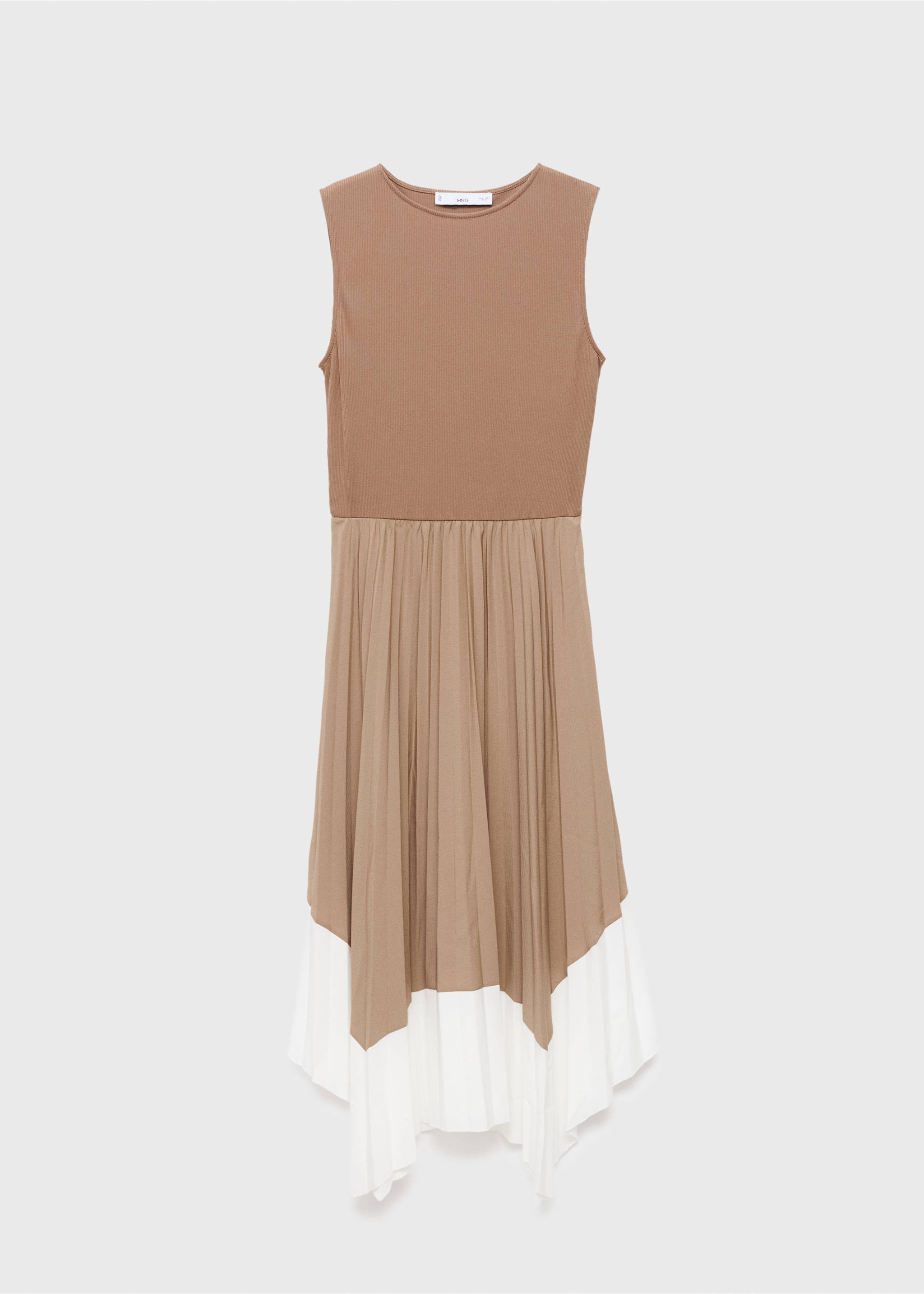 Combined pleated dress - Article without model, White. Ref: 17002546-00.