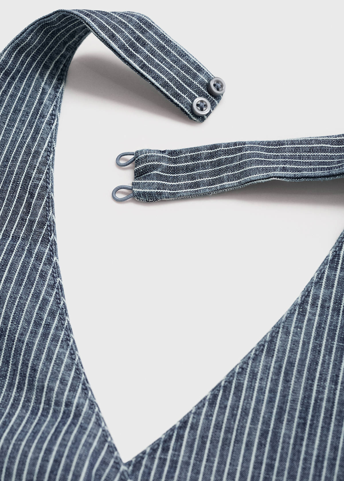 Striped crossover denim top — Blue