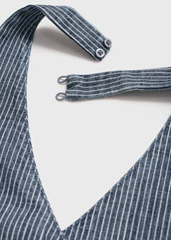 Striped crossover denim top — Blue 7