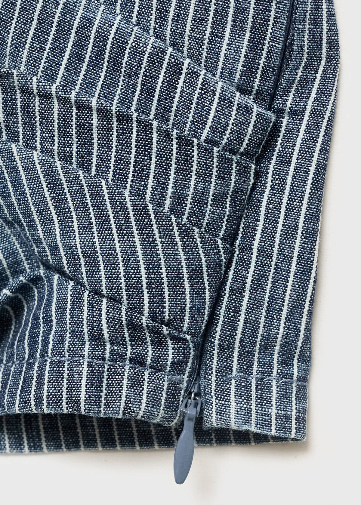Striped crossover denim top — Blue