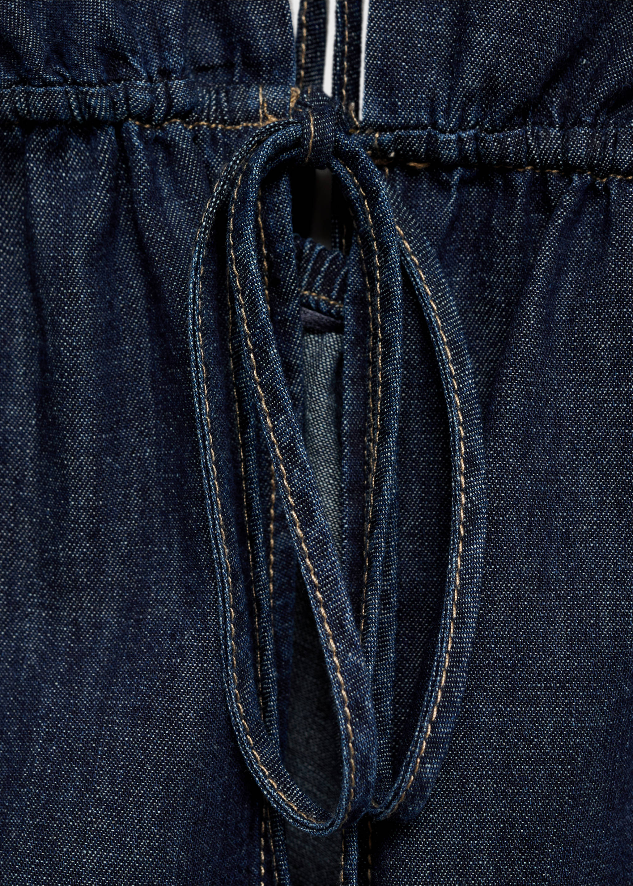 V-neck denim top with bow - Details of the article 8, Open Blue. Ref: 17002904-00.