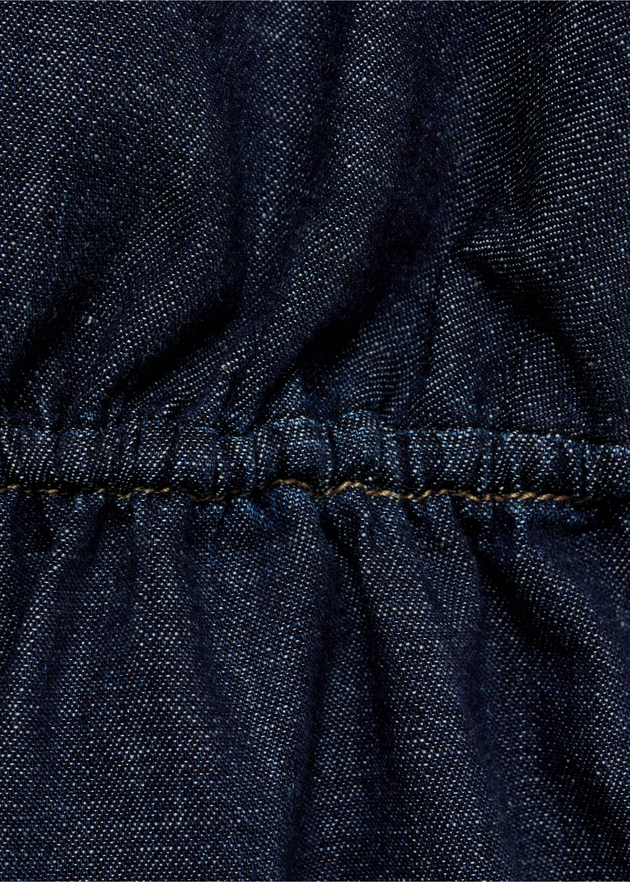 V-neck denim top with bow - Details of the article 0, Open Blue. Ref: 17002904-00.
