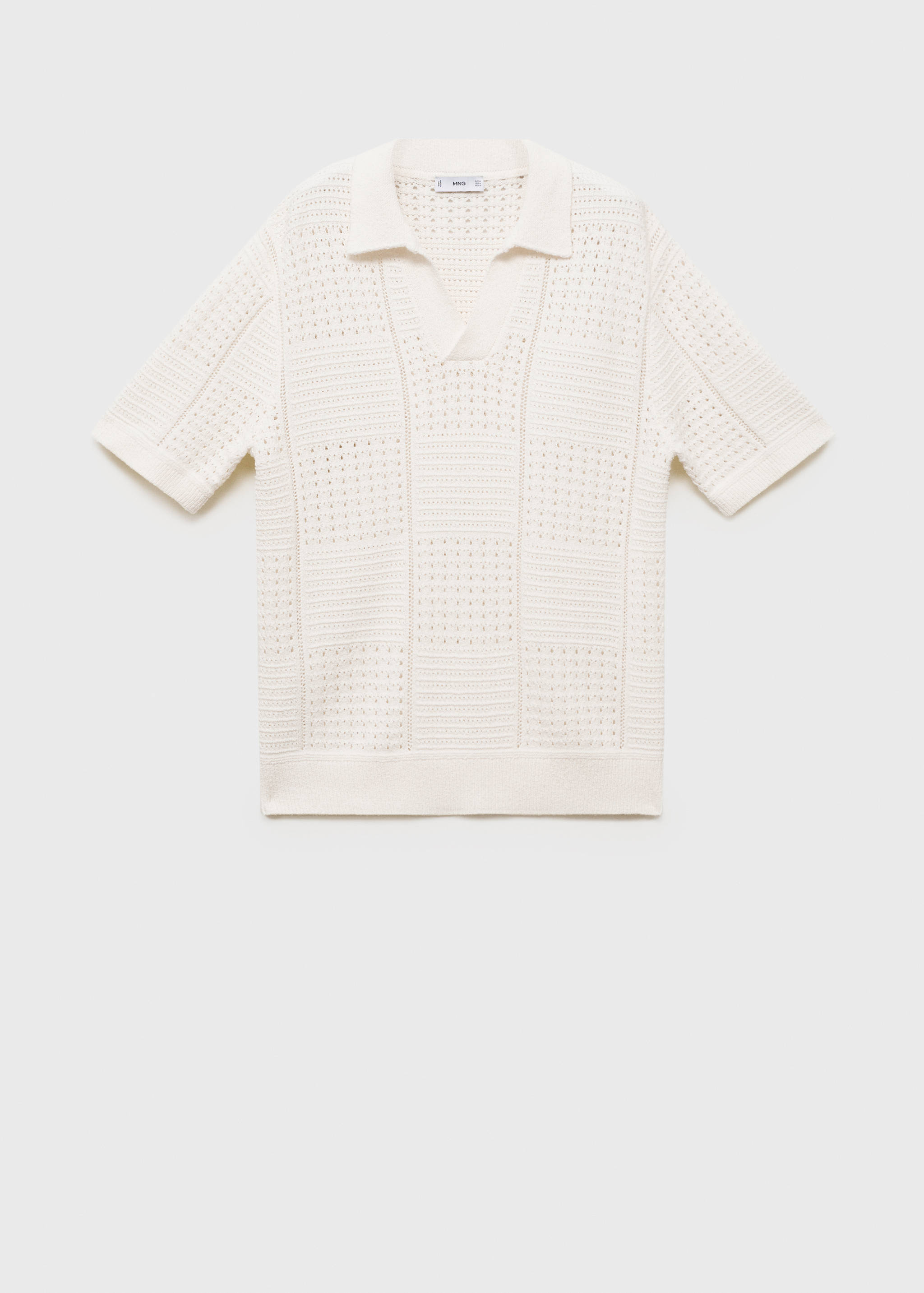 Knitted cotton polo shirt with lace pattern - Article without model