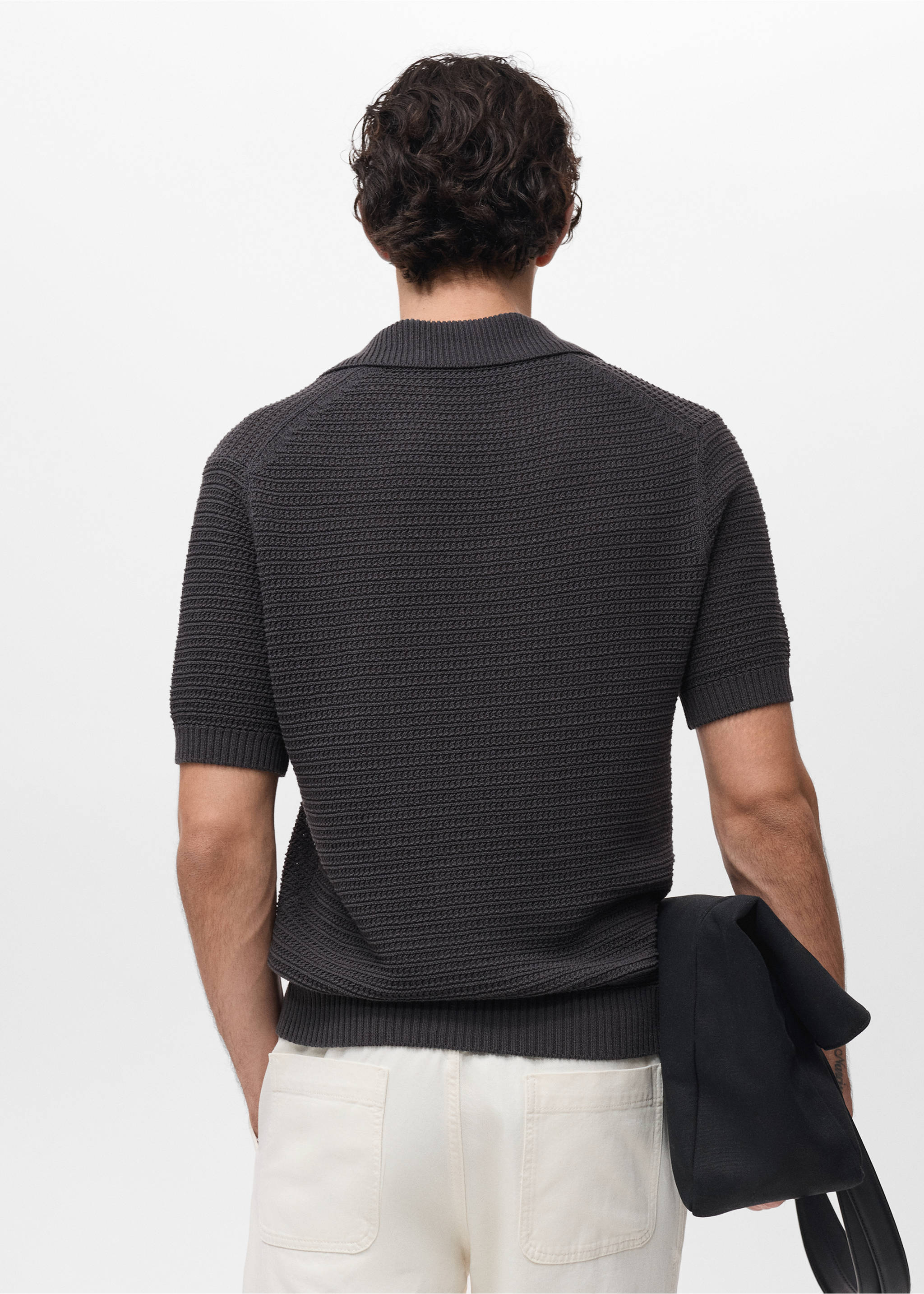 Polo coton en crochet - Verso de l’article, Gris anthracite. Ref: 17002908-00.