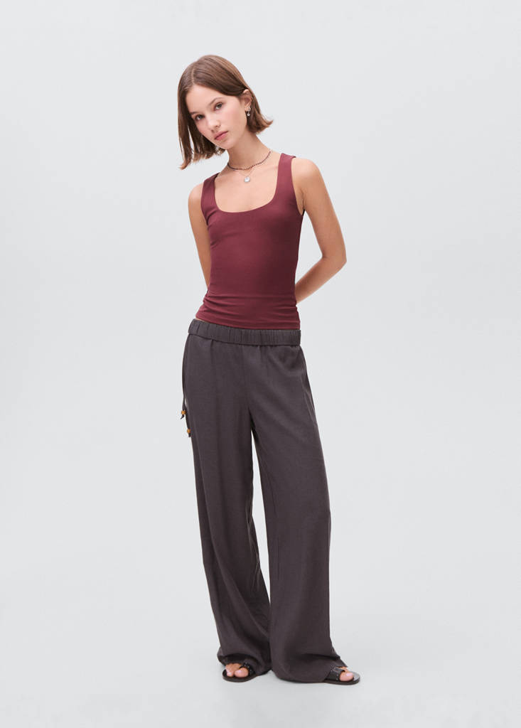 Plain strapless top — Burgundy