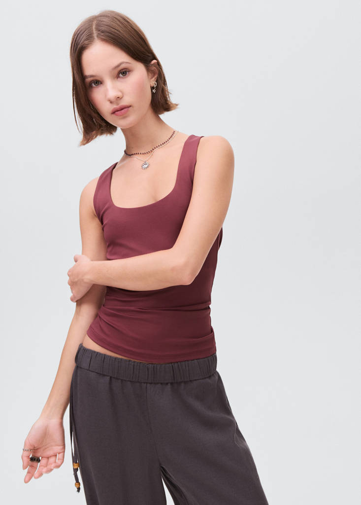 Plain strapless top — Burgundy