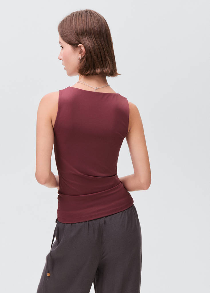 Plain strapless top — Burgundy