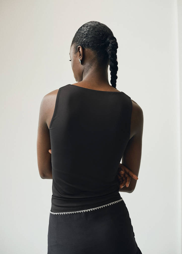 Plain strapless top — Black