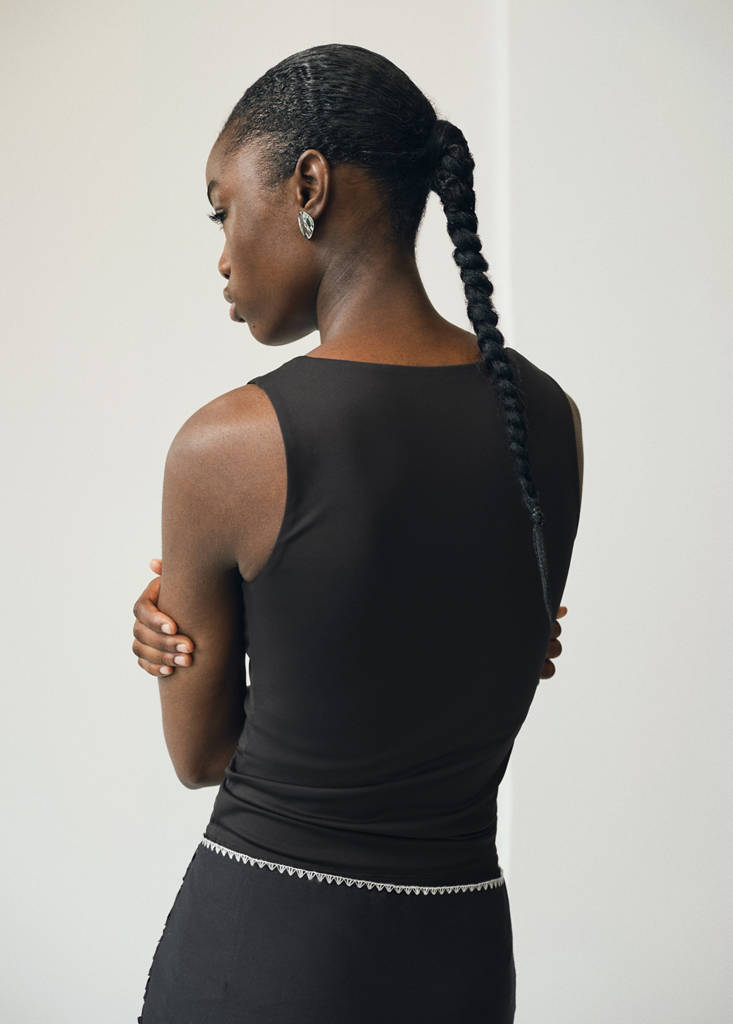 Plain strapless top — Black