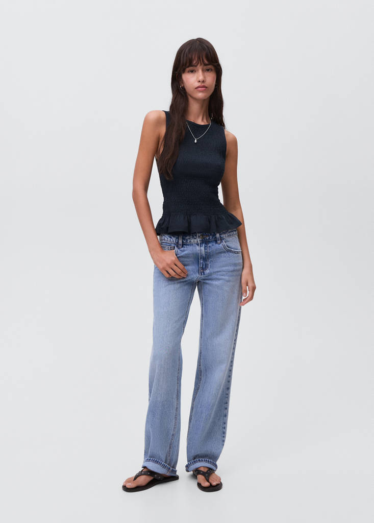 Ruffled top — Navy