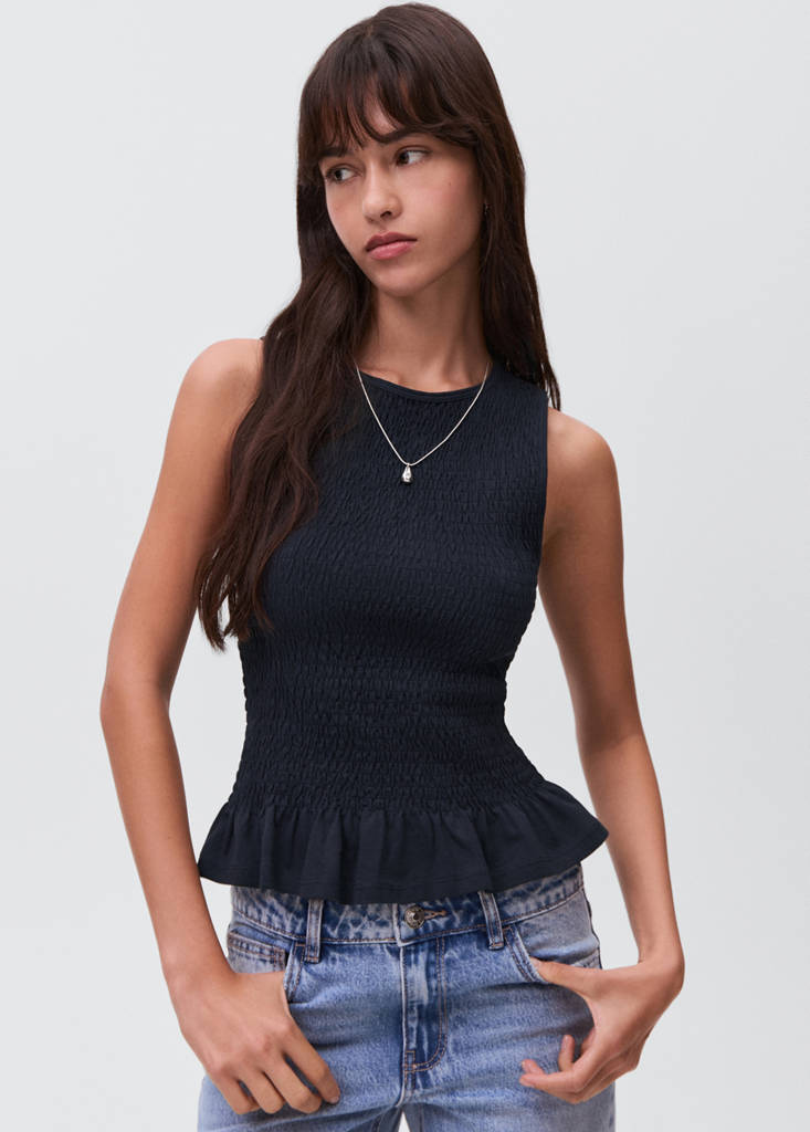 Ruffled top — Navy
