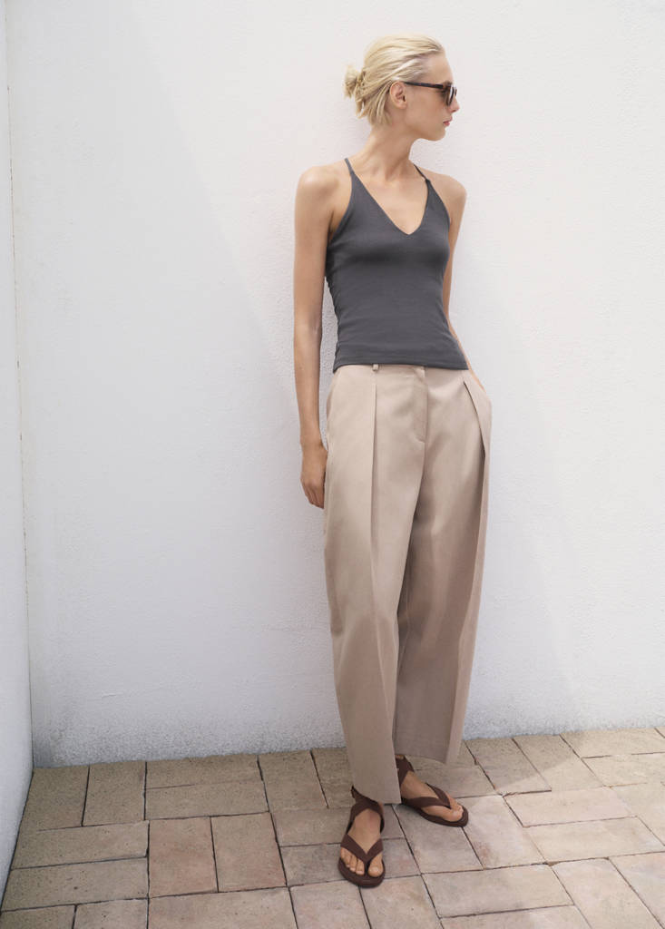 Open-back cotton top — Charcoal
