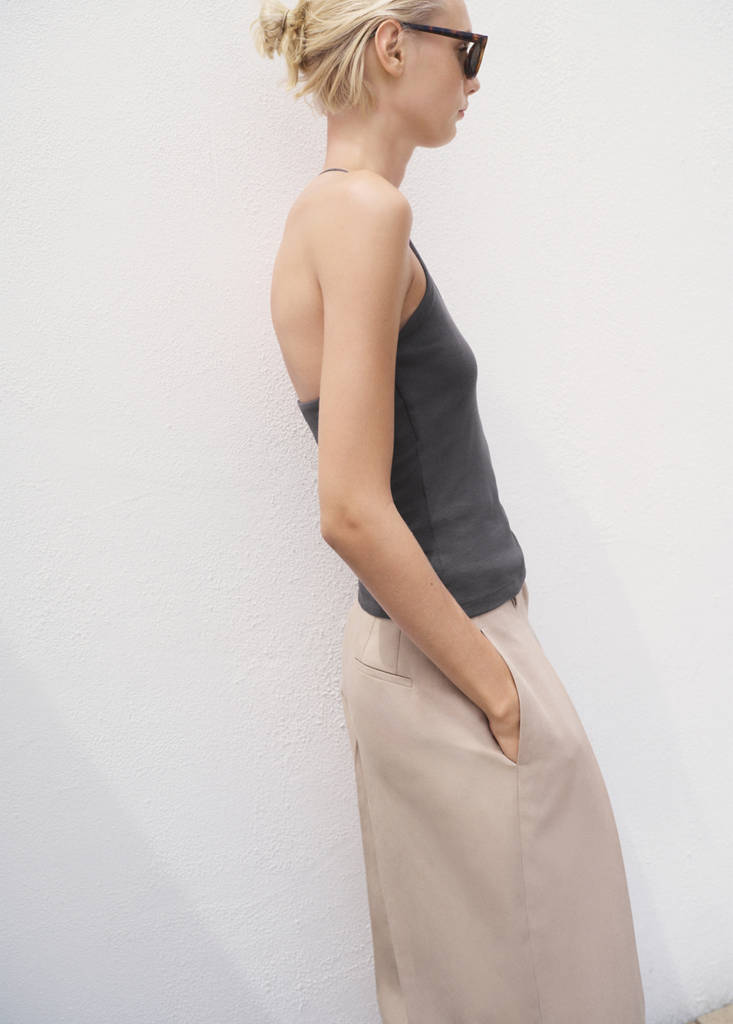 Open-back cotton top — Charcoal