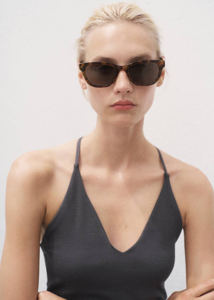 Open-back cotton top — Charcoal