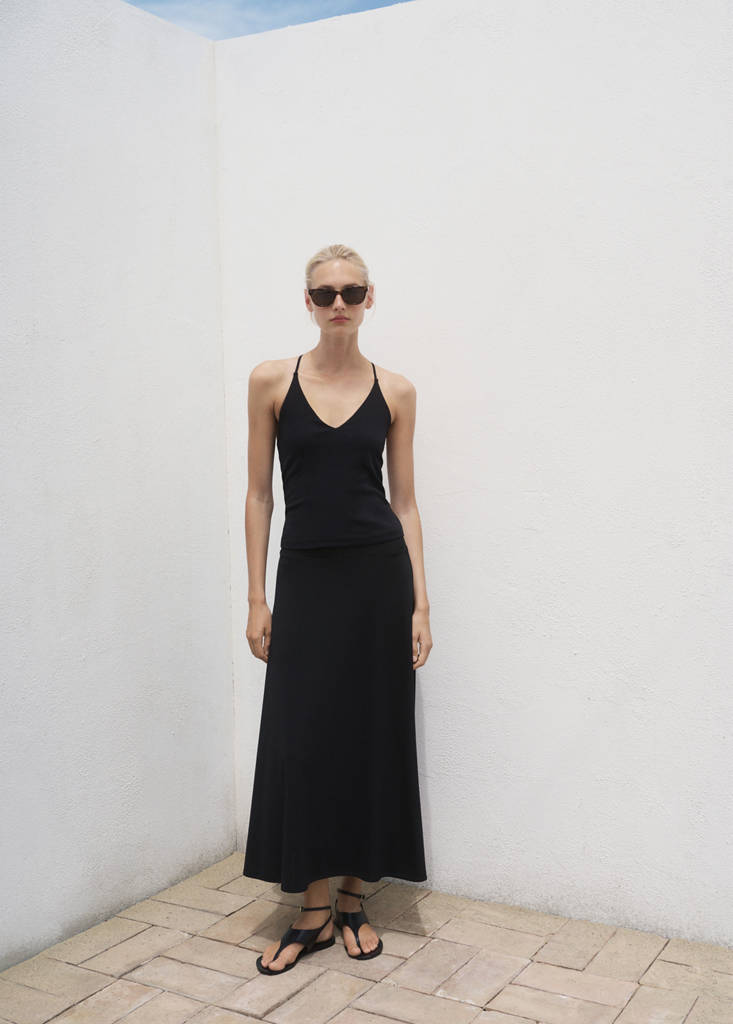 Open-back cotton top — Black