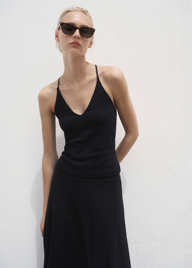 Open-back cotton top — Black