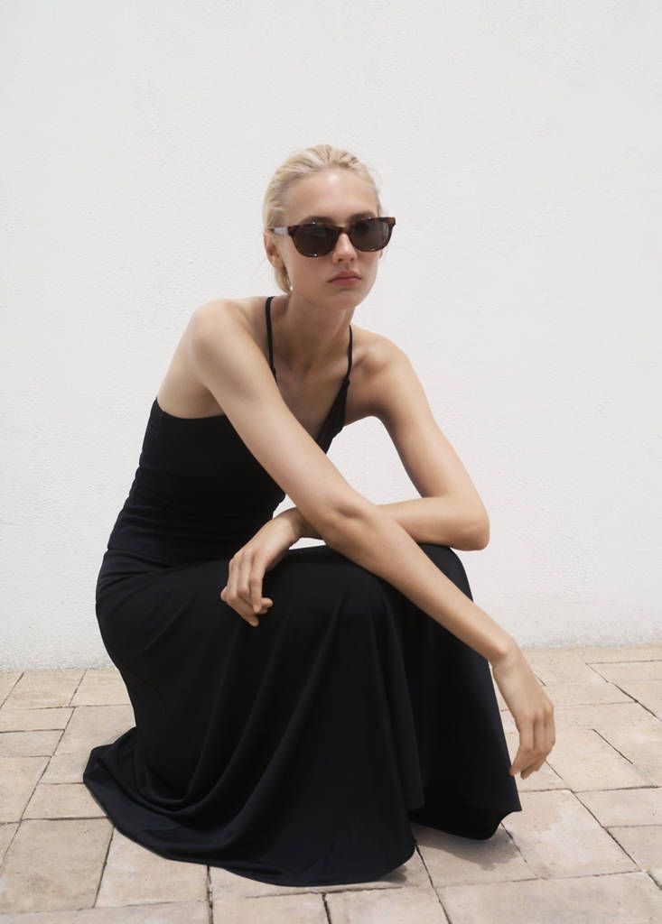 Open-back cotton top — Black