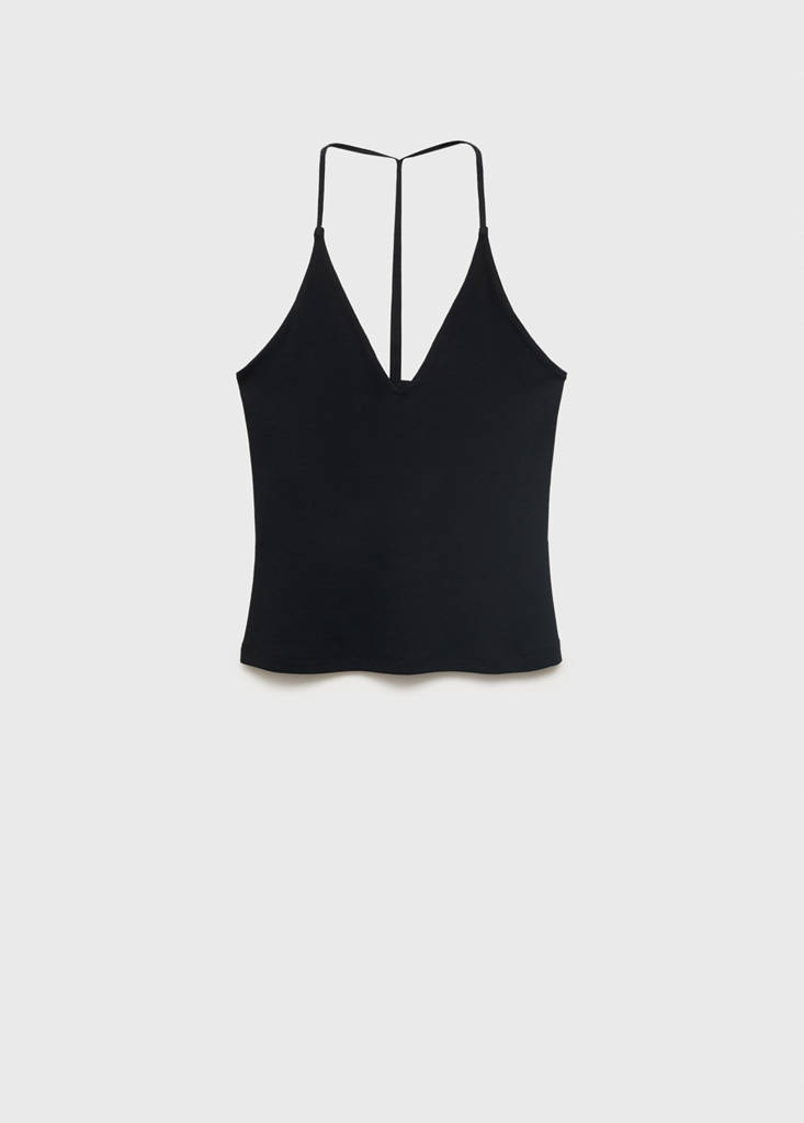 Open-back cotton top — Black