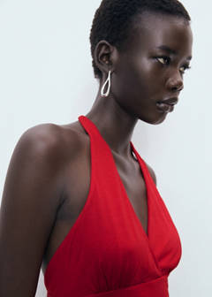 V-neck top with open back — Red 4