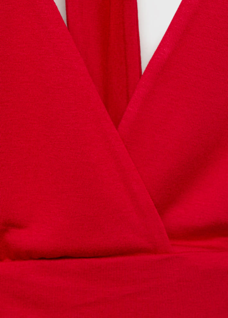 V-neck top with open back — Red