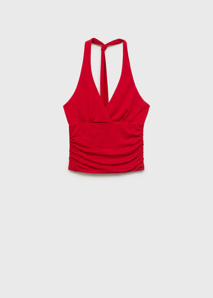 V-neck top with open back — Red