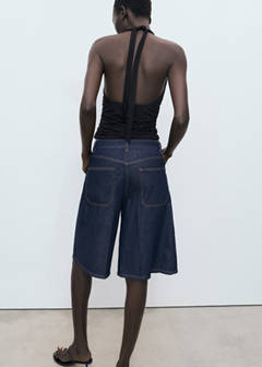 V-neck top with open back — Black 3