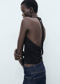 V-neck top with open back — Black 5