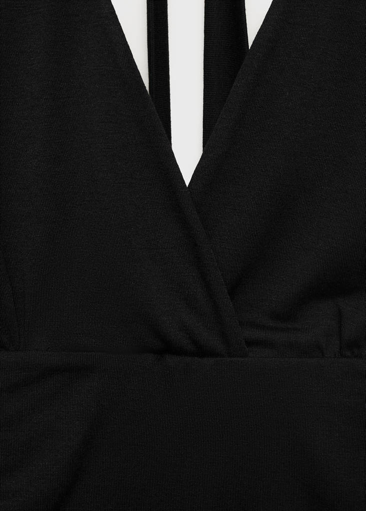 V-neck top with open back — Black