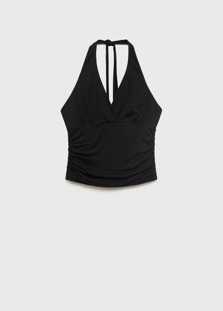 V-neck top with open back — Black