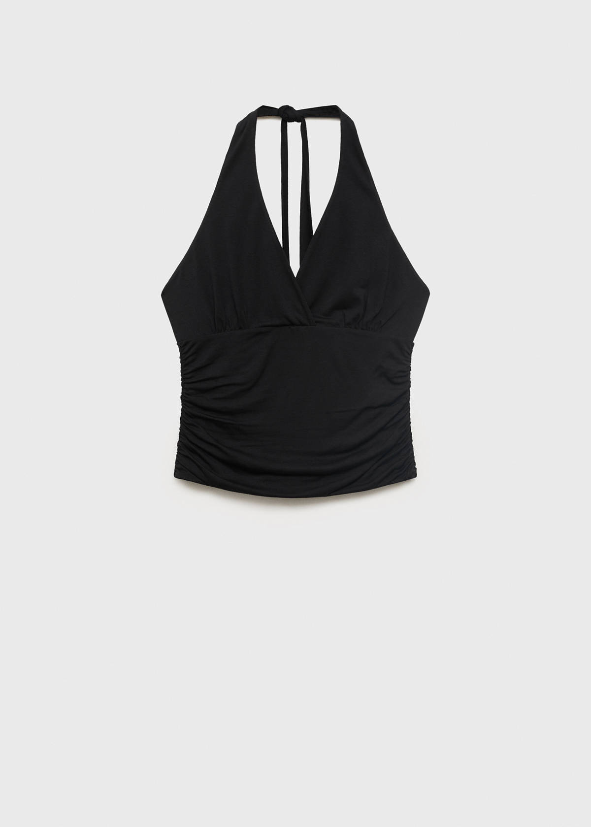 V-neck top with open back — Black