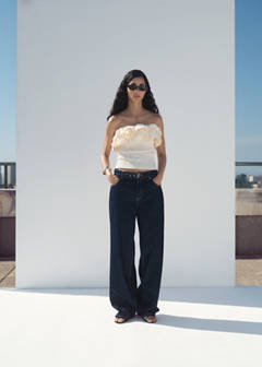 Strapless top with ruffles — Ecru 2