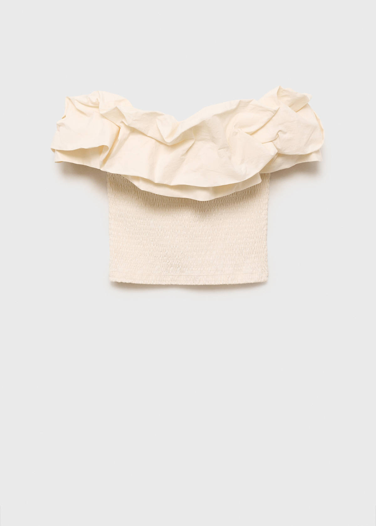 Strapless top with ruffles — Ecru