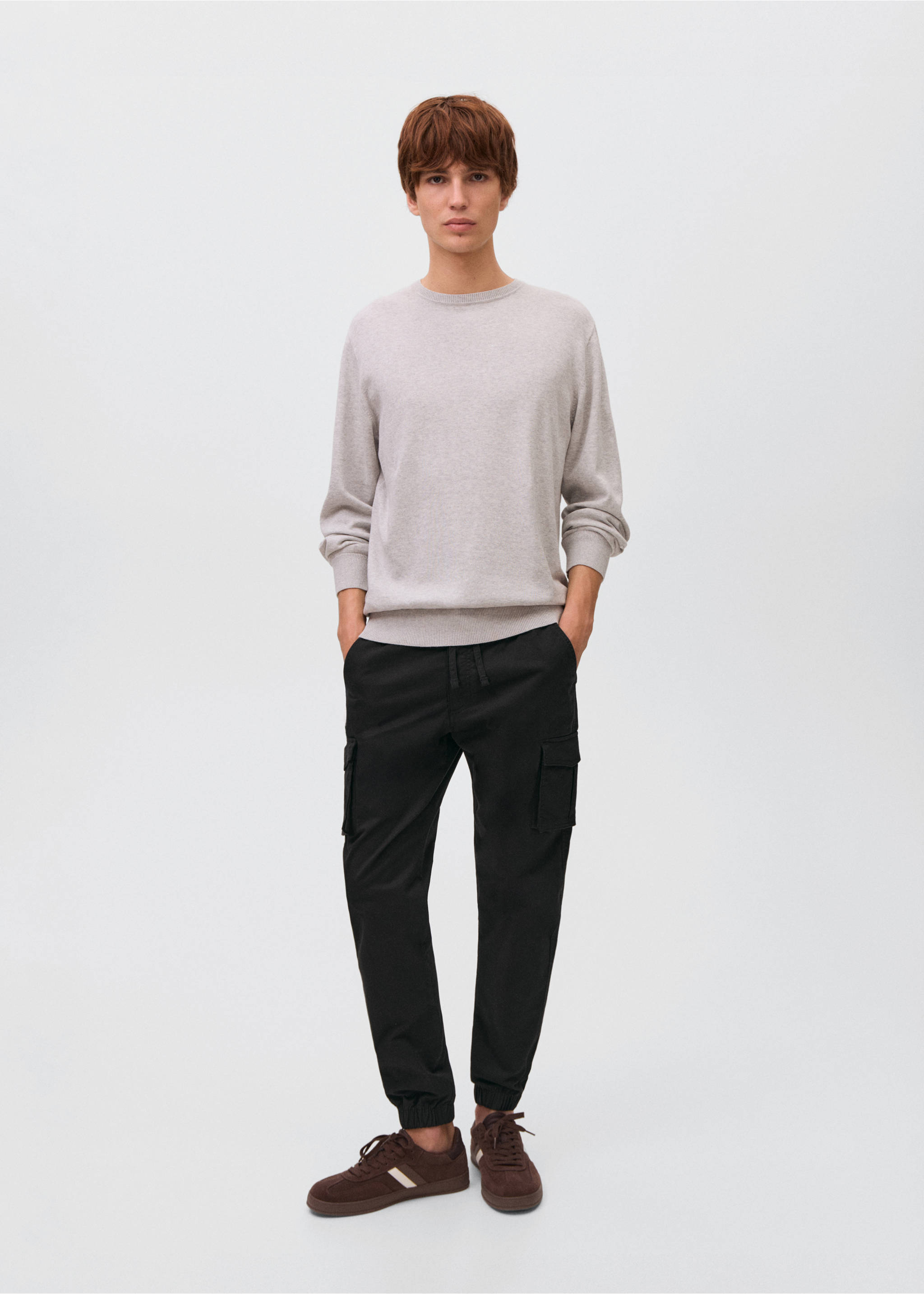 Joggers cargo cordón - Plano general, Negro. Ref: 17002916-00.