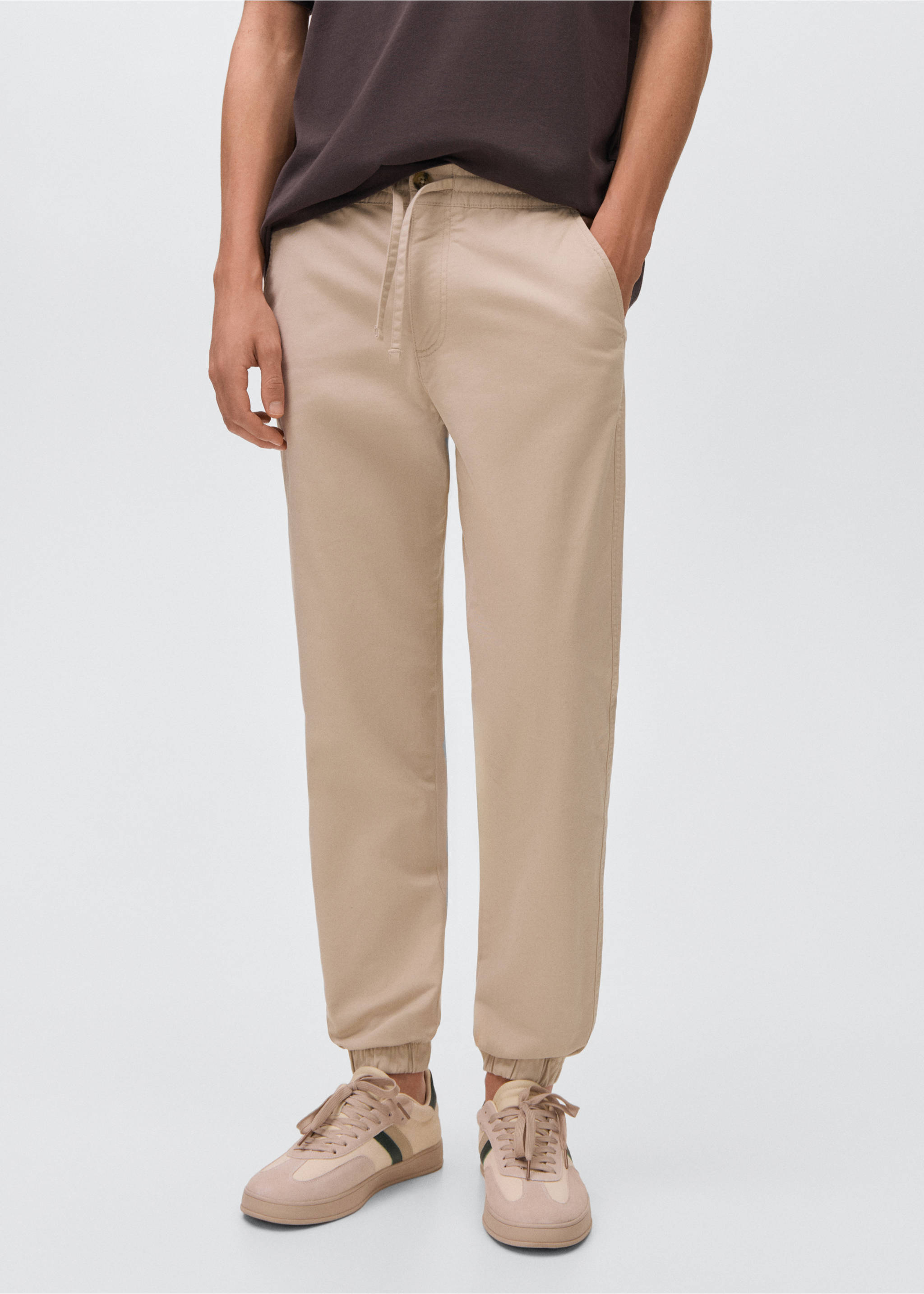 Joggers algodón cordón - Plano medio, Gris hielo. Ref: 17002918-00.