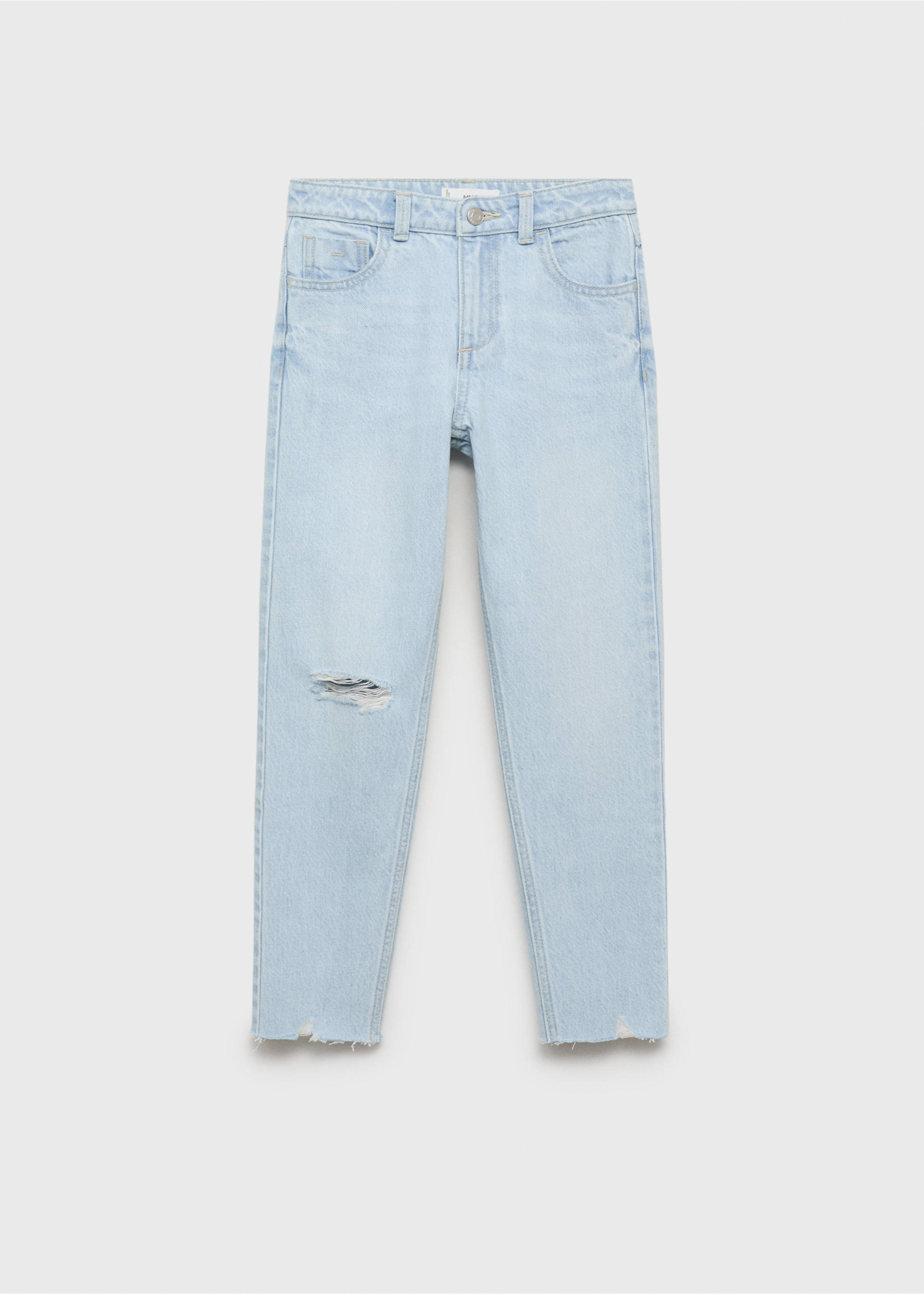 Jean mom-fit déchirures décoratives - Article sans modèle, Bleu clair. Ref: 17003279-00.