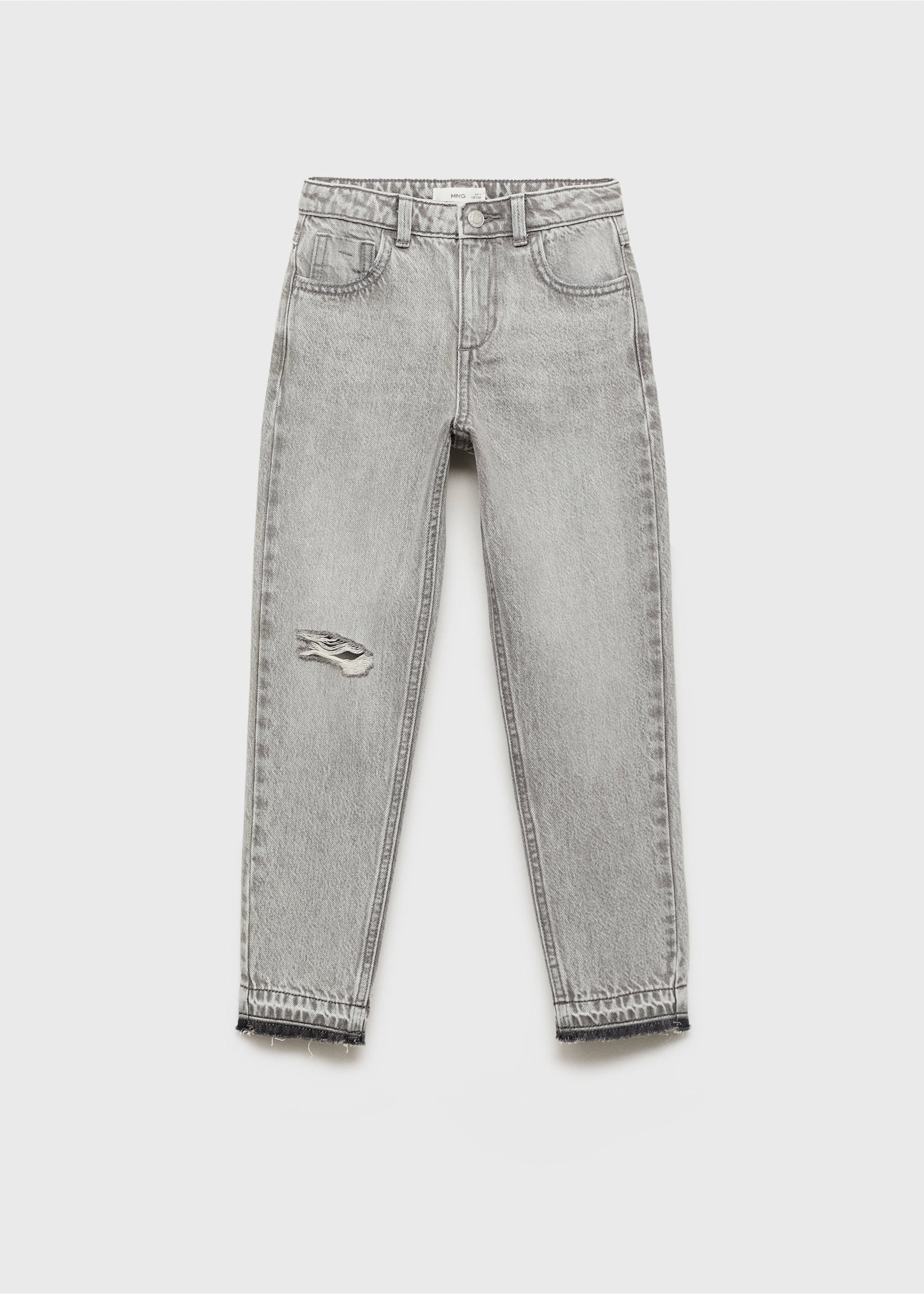 Jean mom-fit déchirures décoratives - Article sans modèle, Gris denim. Ref: 17003279-00.