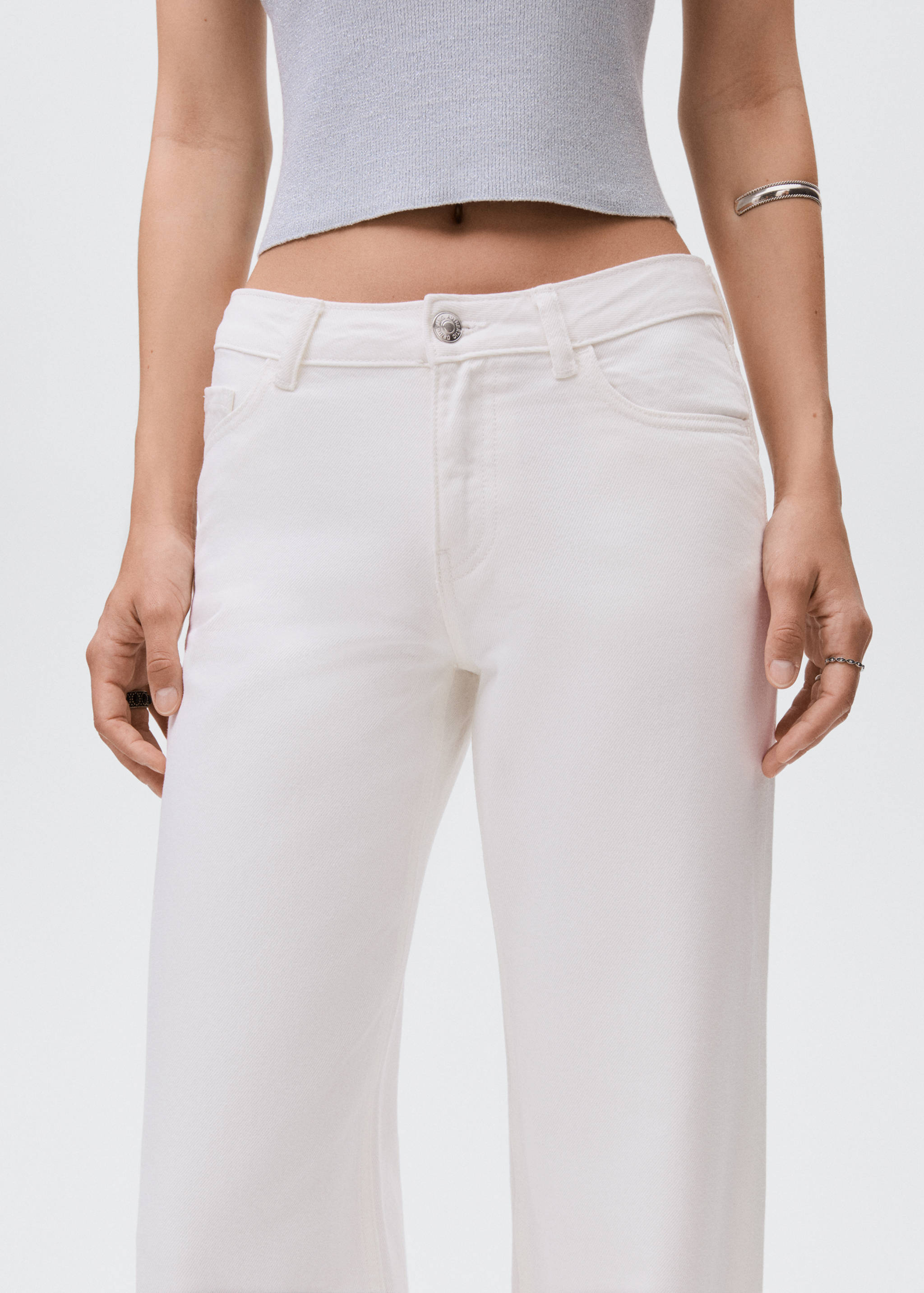 Wide leg jeans with turned-up hem - Details of the article 1