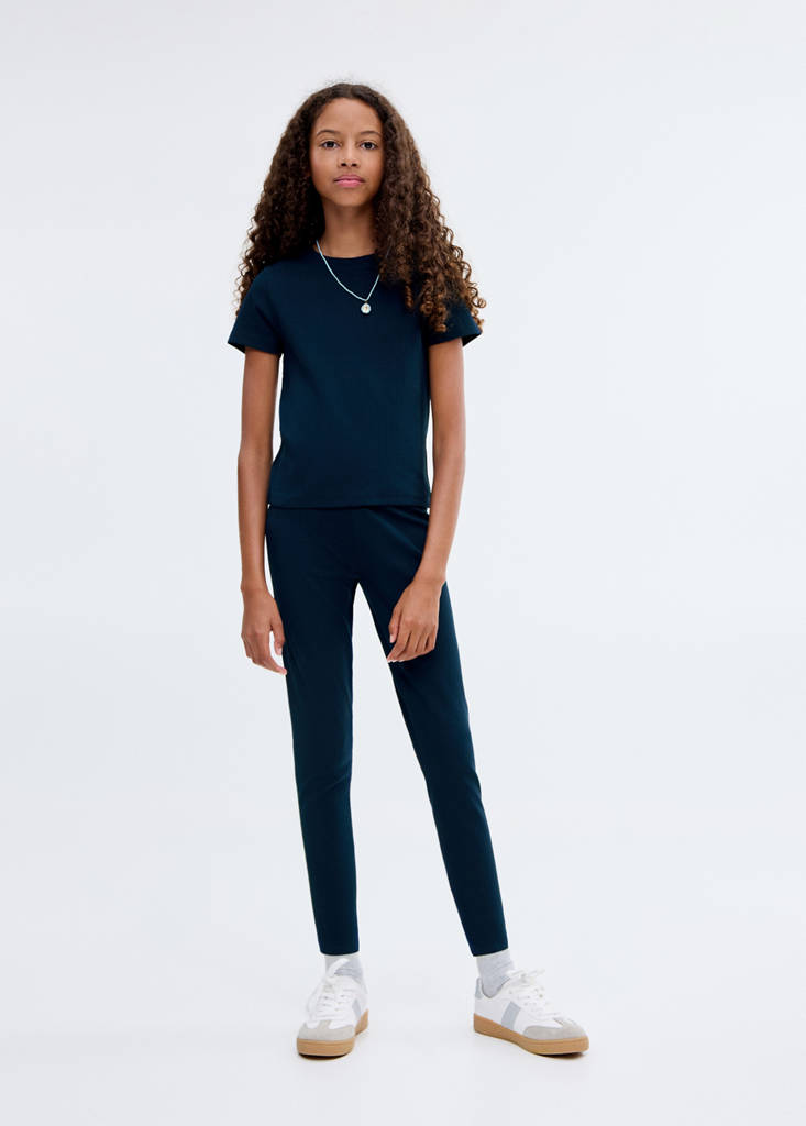 Ribbed cotton T-shirt — Blue