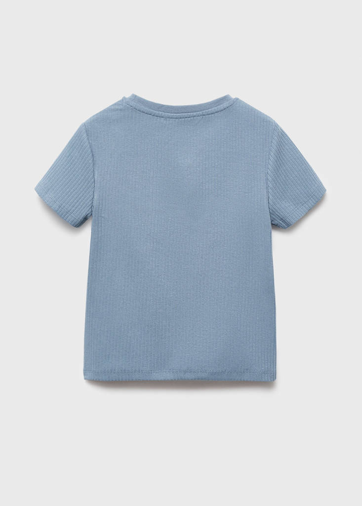 Ribbed cotton T-shirt — Blue