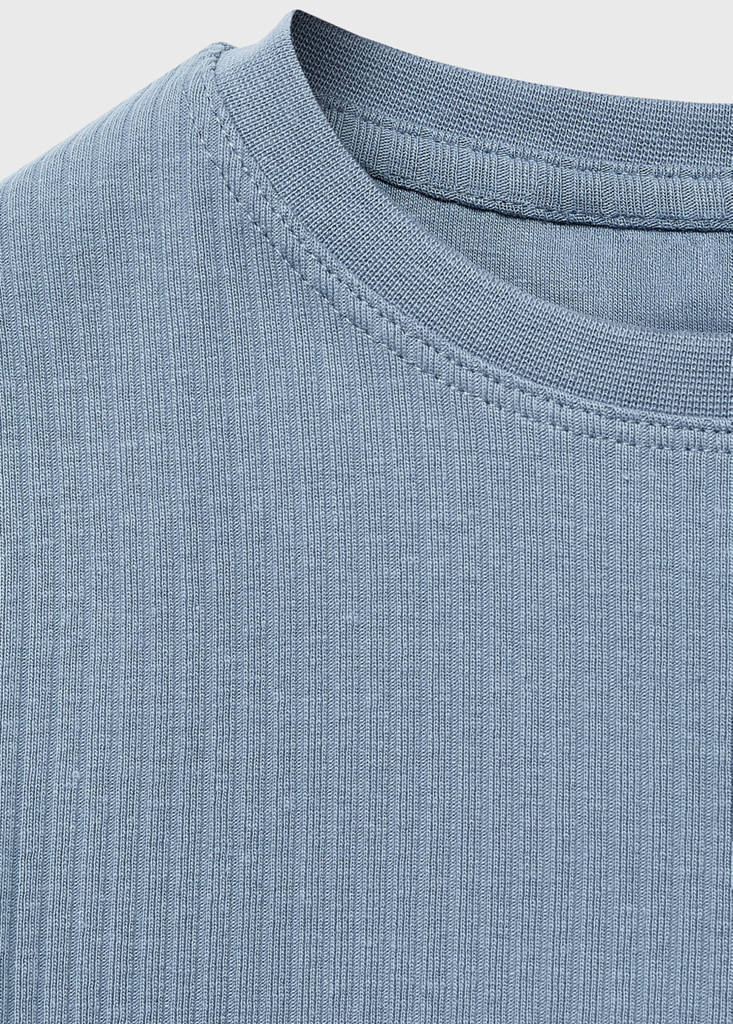 Ribbed cotton T-shirt — Blue