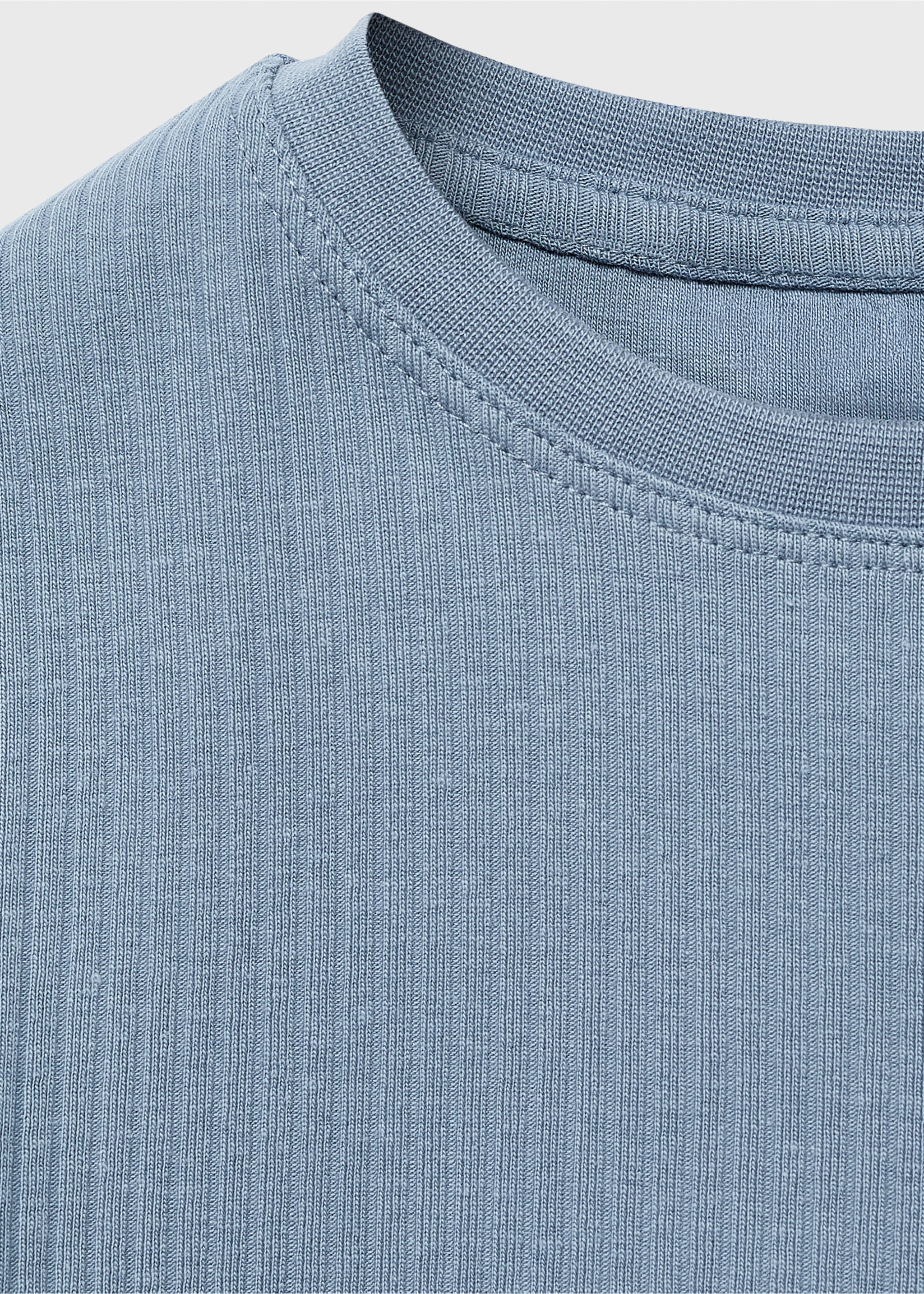 Ribbed cotton T-shirt - Details of the article 8, Blue. Ref: 17003291-00.