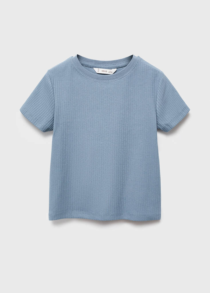 Ribbed cotton T-shirt — Blue