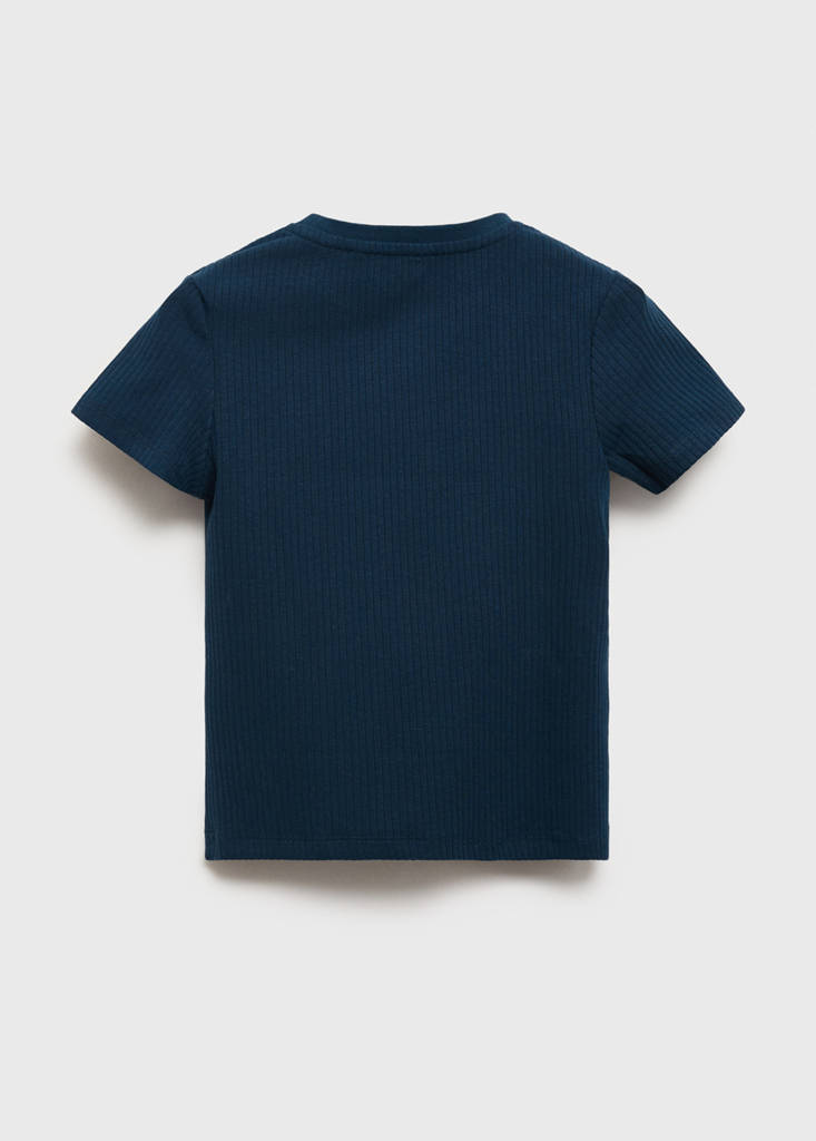 Ribbed cotton T-shirt — Navy