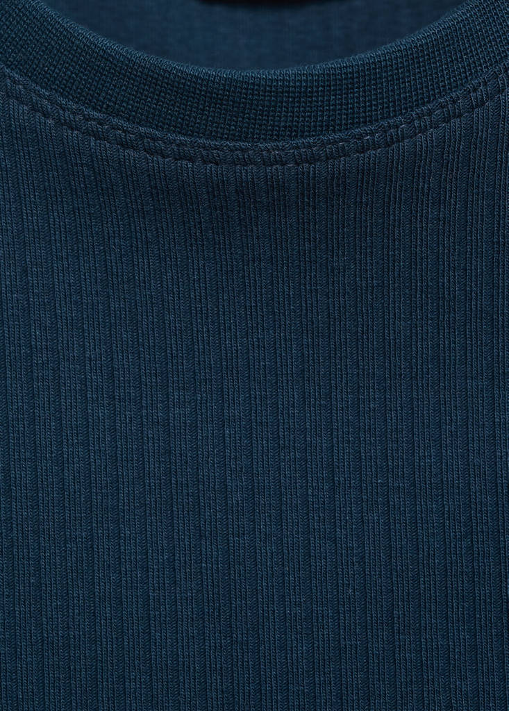 Ribbed cotton T-shirt — Navy