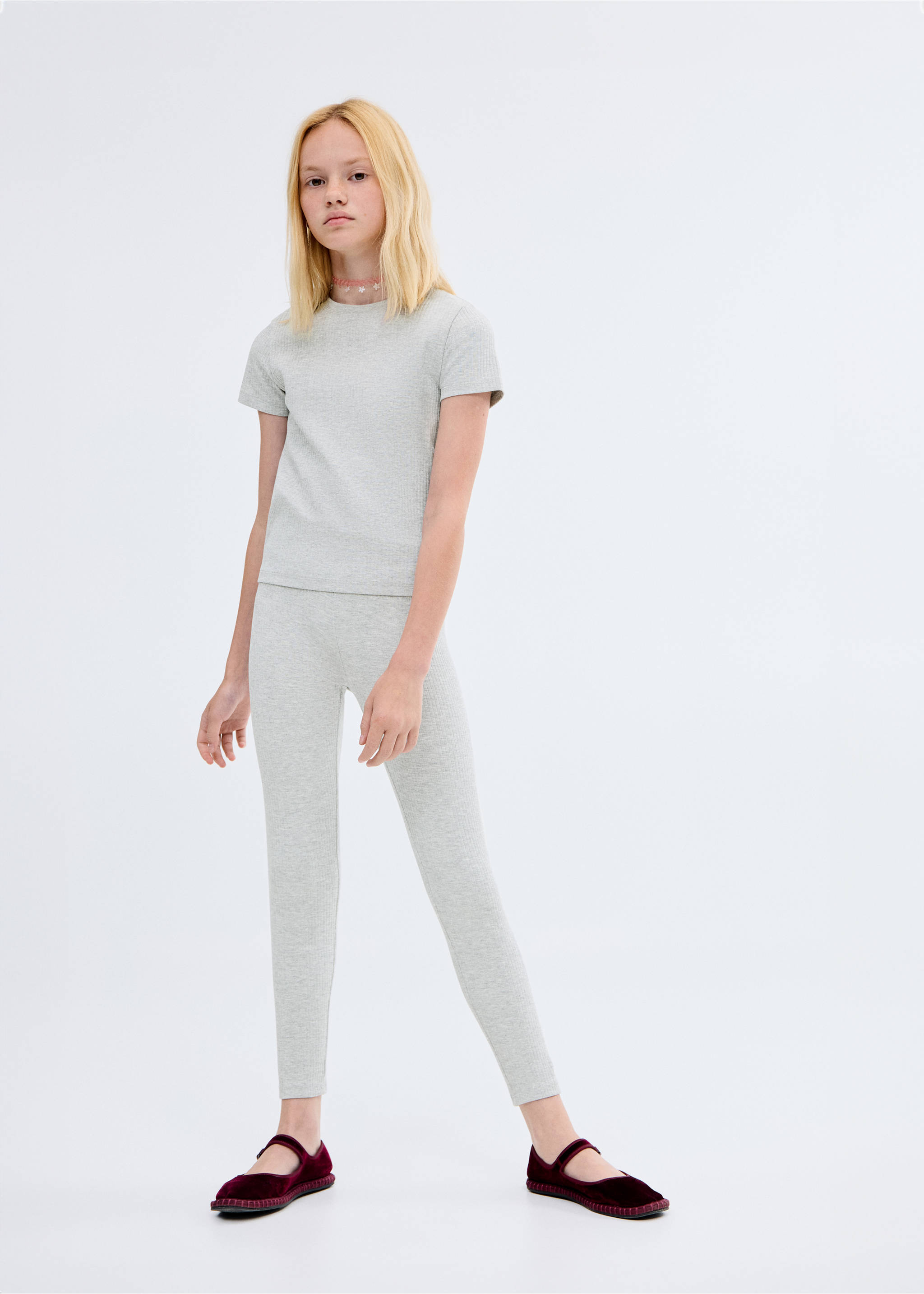 Ribbed cotton T-shirt - General plane, Light Heather Grey. Ref: 17003291-00.