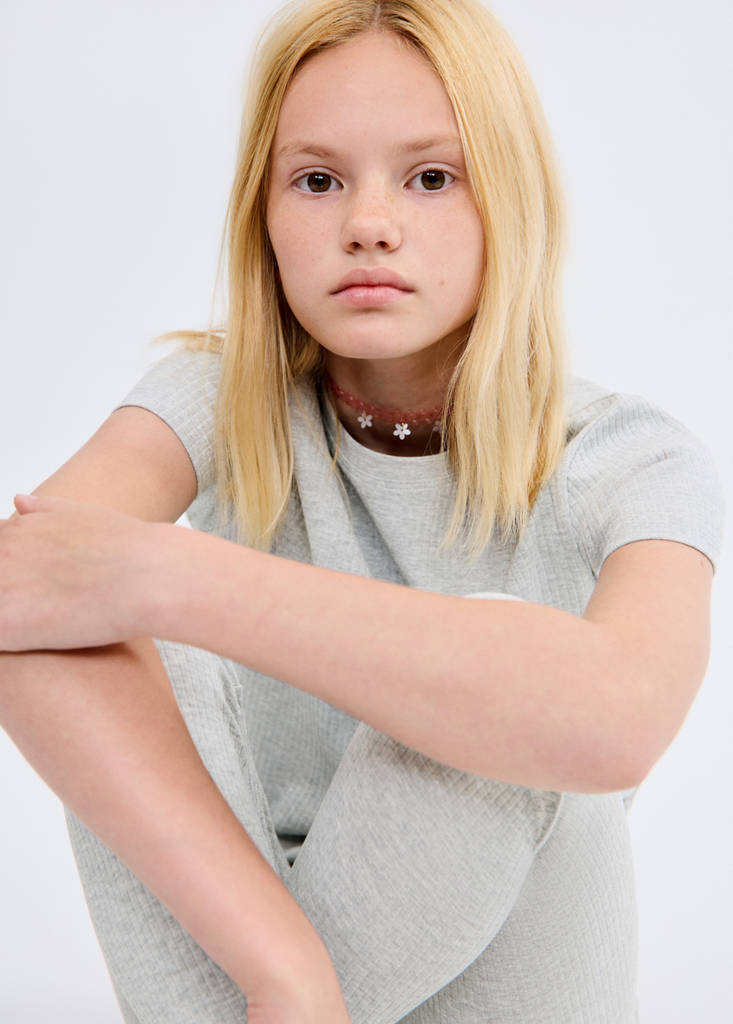 Ribbed cotton T-shirt — Light Heather Grey