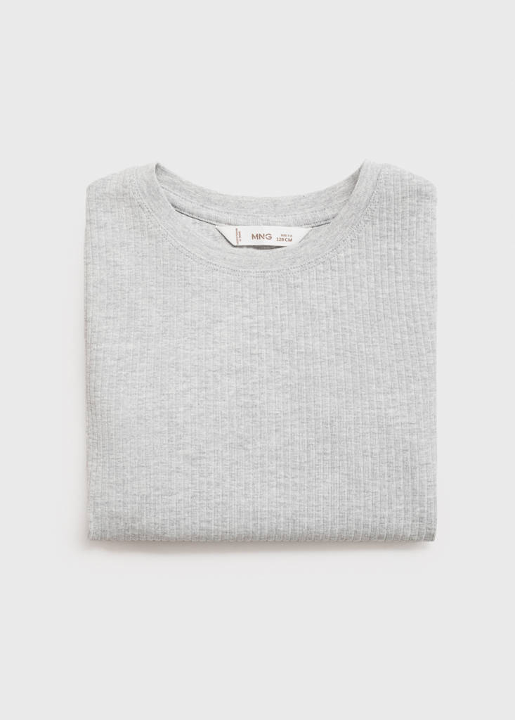 Ribbed cotton T-shirt — Light Heather Grey