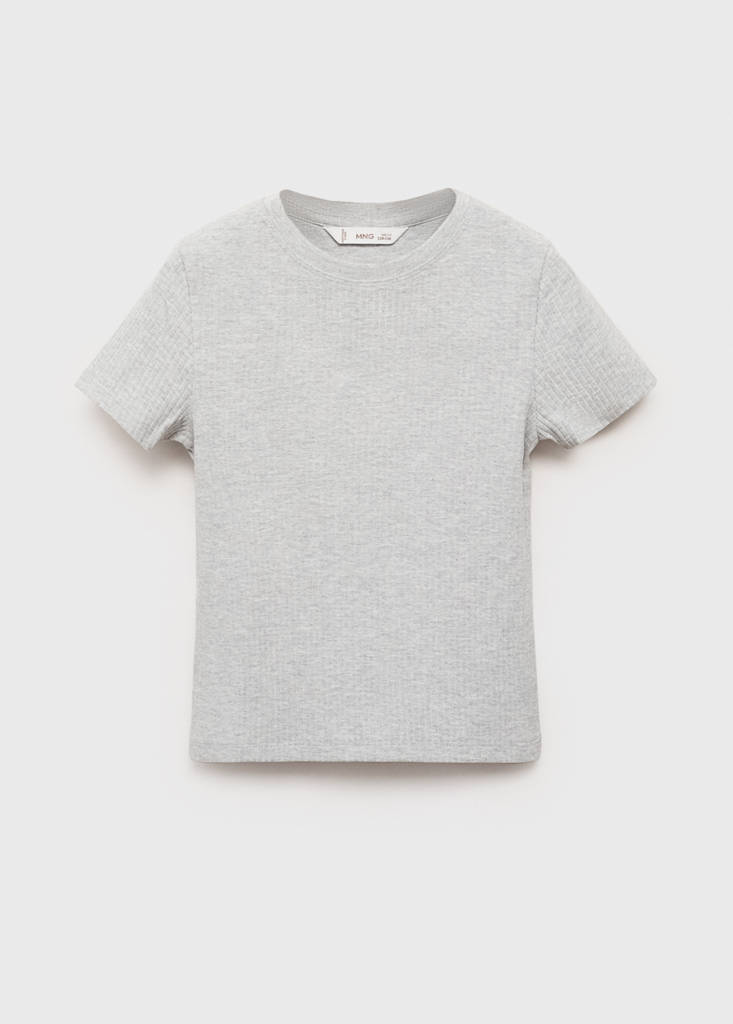 Ribbed cotton T-shirt — Light Heather Grey