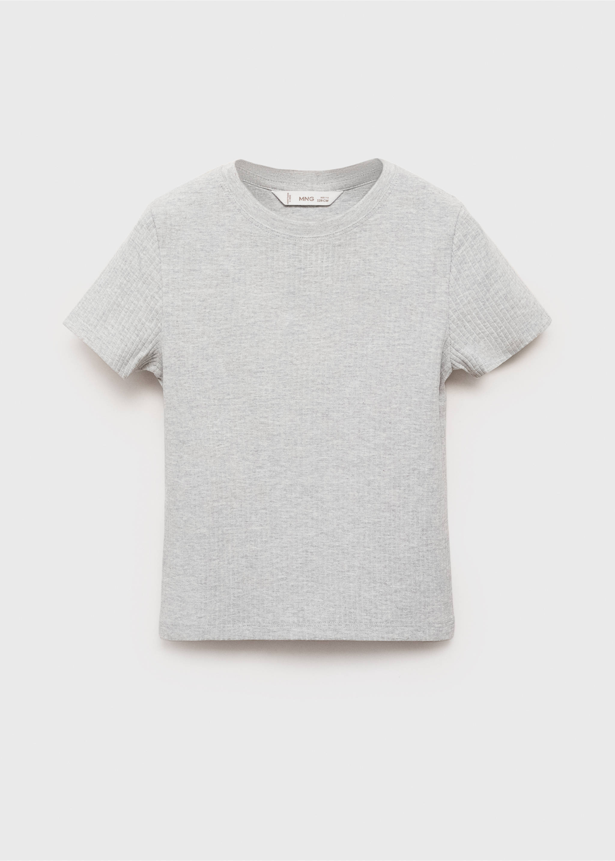Ribbed cotton T-shirt - Article without model, Light Heather Grey. Ref: 17003291-00.