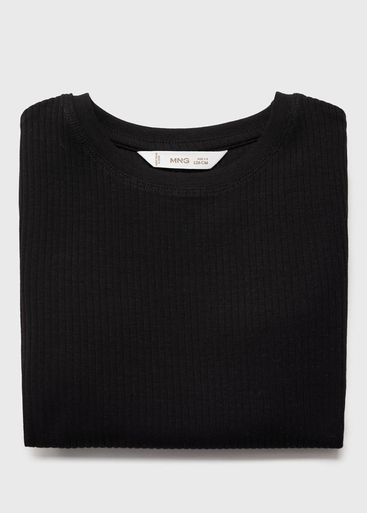 Ribbed cotton T-shirt — Black
